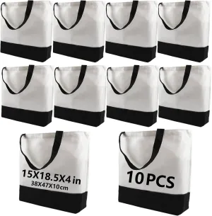 10 pcs Sublimation Tote Bags,polyester tote bags for sublimation, blank canvas tote bags for DIY Crafting and Decorating