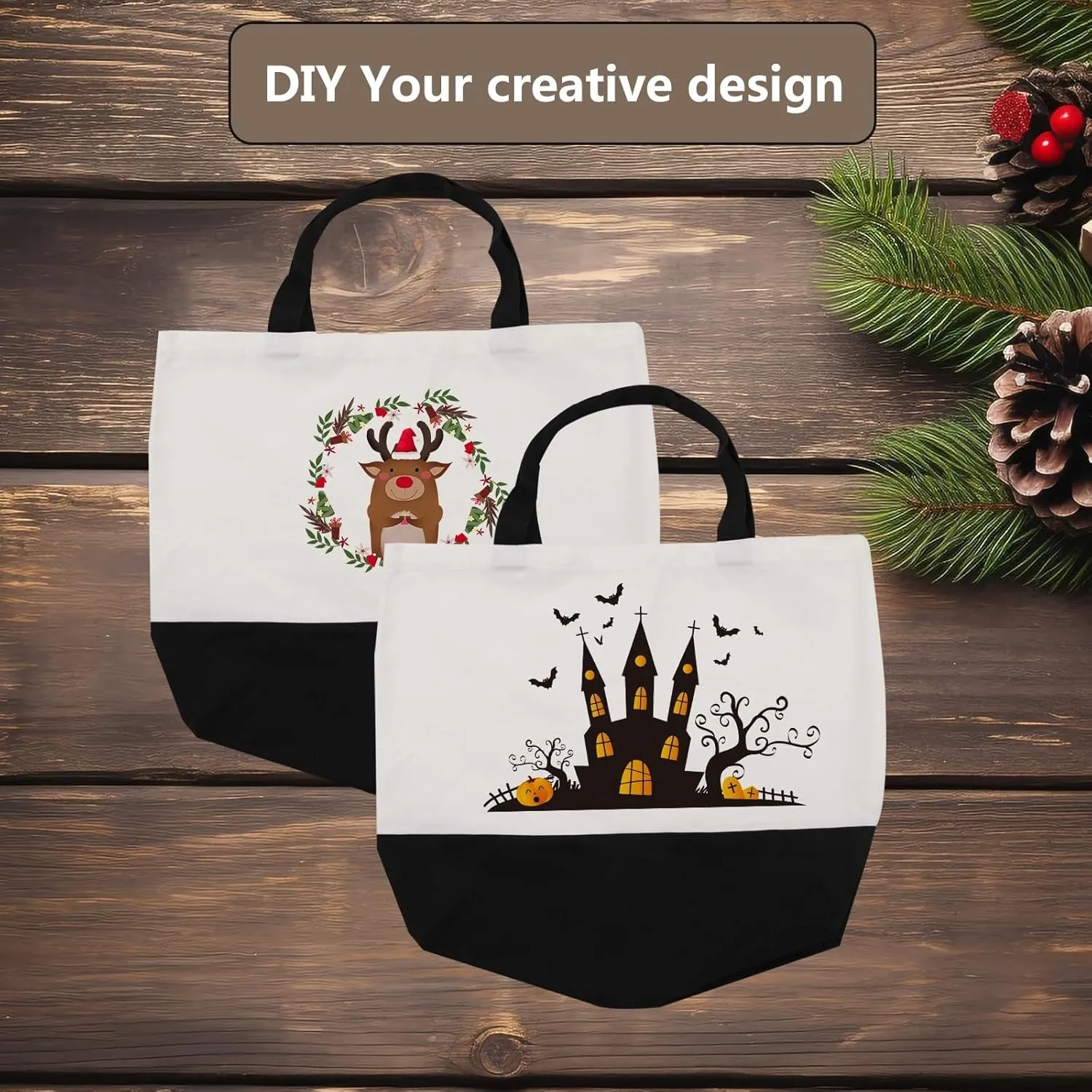 10 pcs Sublimation Tote Bags,polyester tote bags for sublimation, blank canvas tote bags for DIY Crafting and Decorating
