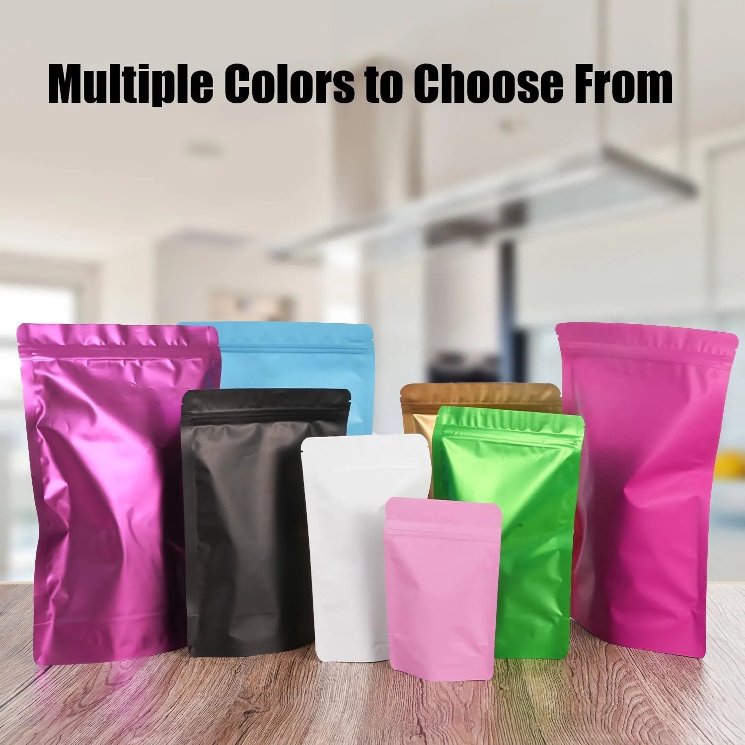 100 Pack Resealable Stand Up Bags,Smell Proof Pouch Sealable Foil Pouch Bags for Packaging（Black,4.7" x 7.9"）