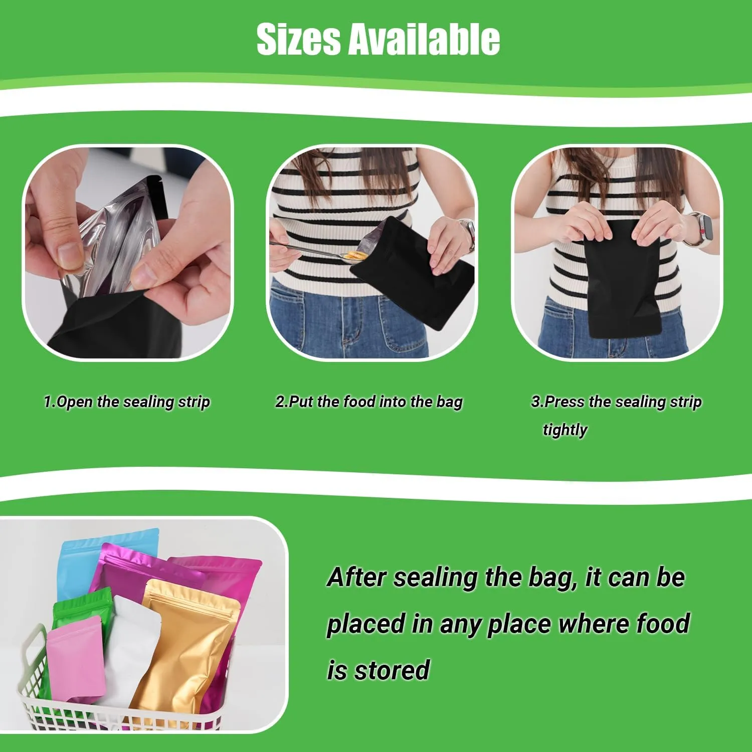 100 Pack Resealable Stand Up Bags,Smell Proof Pouch Sealable Foil Pouch Bags for Packaging（Black,4.7" x 7.9"）
