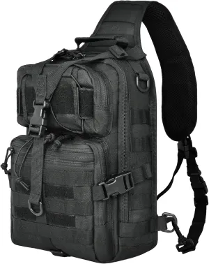 15L Compact Tactical Sling Bag, Military Shoulder Sling Pack for Men's EDC, Molle Assault Range Bag Crossbody Chest Pack for Outdoor Adventures (07-Black)