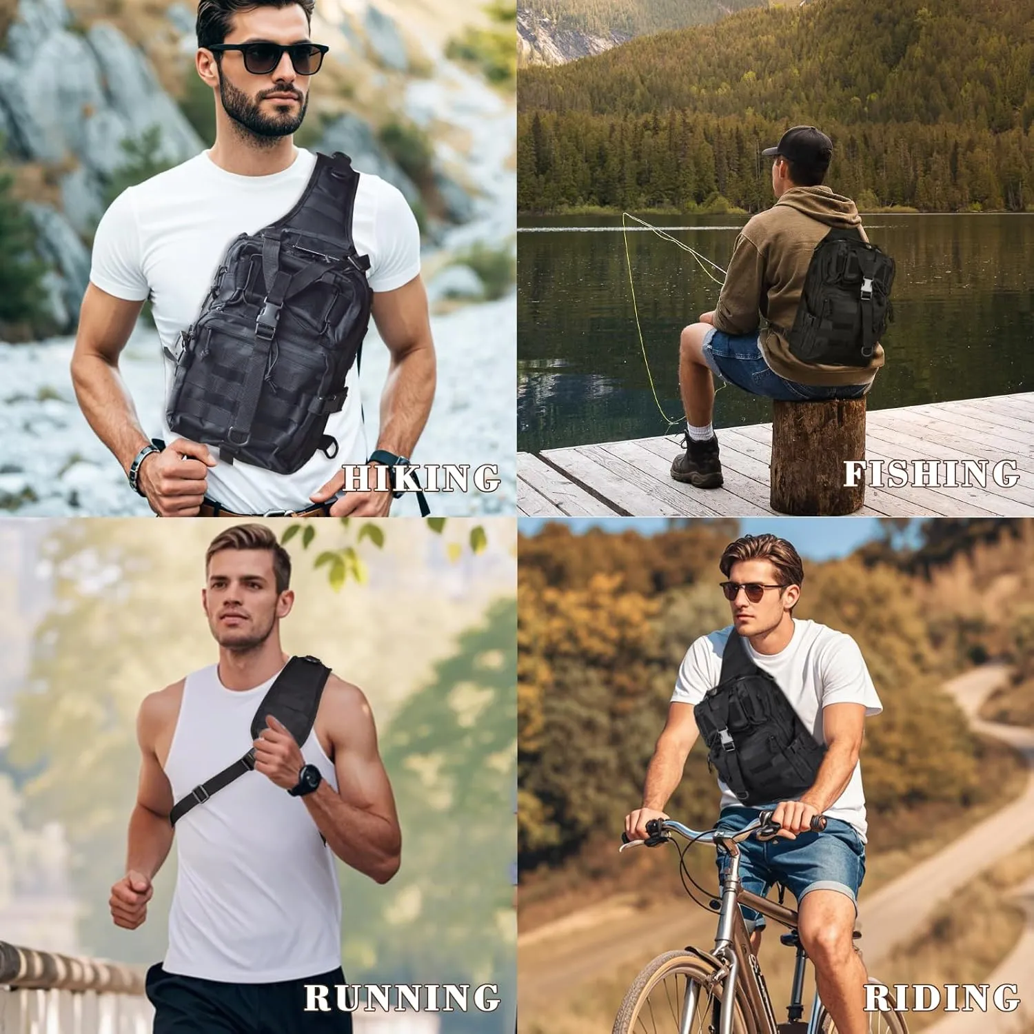 15L Compact Tactical Sling Bag, Military Shoulder Sling Pack for Men's EDC, Molle Assault Range Bag Crossbody Chest Pack for Outdoor Adventures (07-Black)