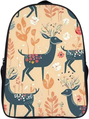 16 Inch Backpack Deer Pattern Laptop Backpack Lightweight Full Print Travel Bag Casual Daypack for Women Men