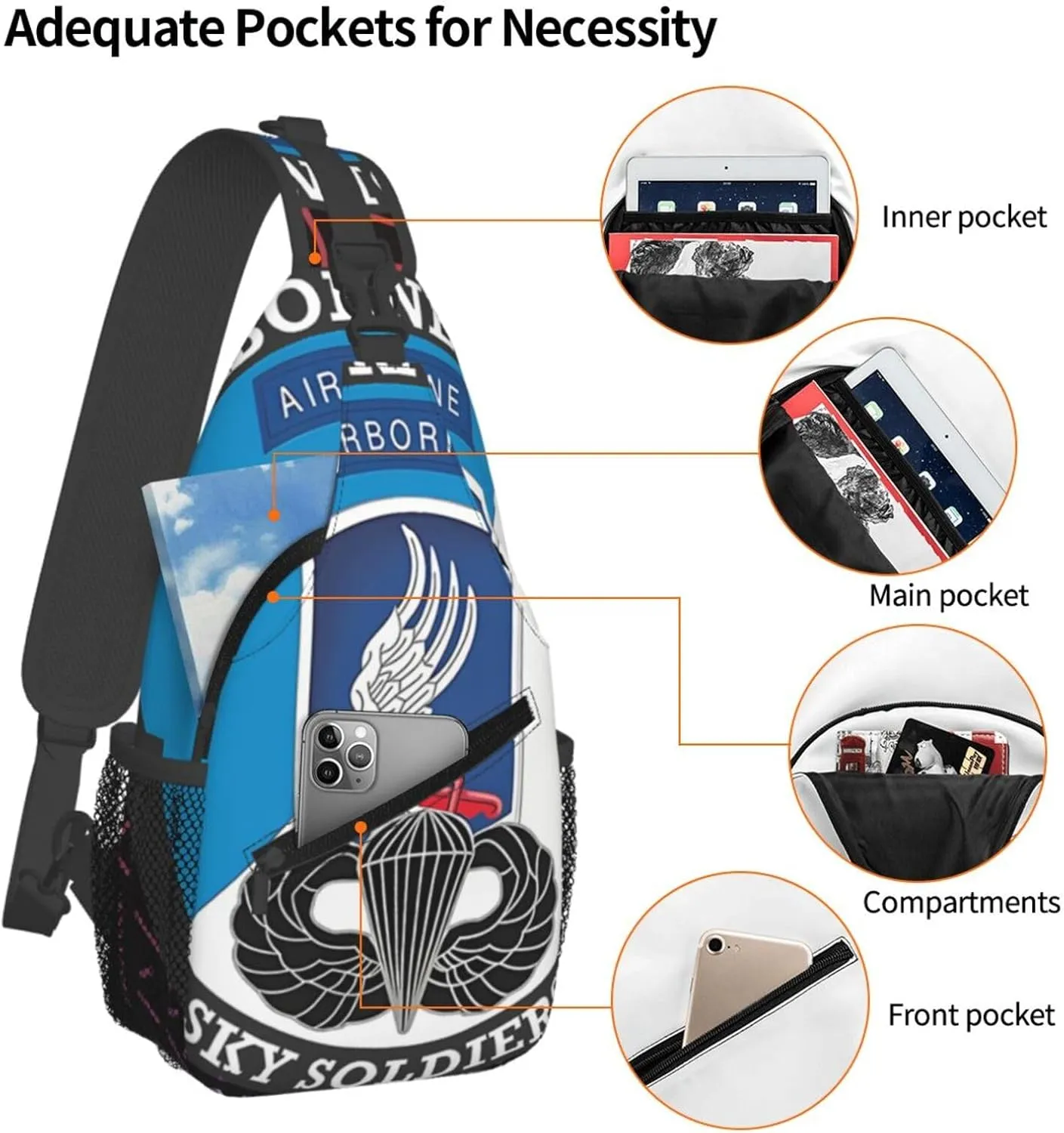 173rd Airborne Brigade With Jump Wings Crossbody Backpack For Men Women Sling Shoulder Dachshunds Dog Chest Bag Lightweight One Strap Multipurpose Travel Hiking Daypack