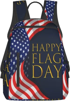 1766 American Independence Day American Flag Casual Backpacks Laptop Backpack Outdoor Travel Rucksack Sport Carry-On Daypack Lightweight Bag with Multi-Pockets