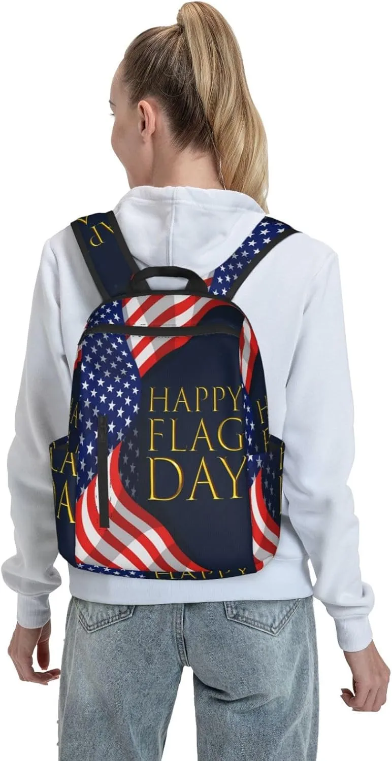 1766 American Independence Day American Flag Casual Backpacks Laptop Backpack Outdoor Travel Rucksack Sport Carry-On Daypack Lightweight Bag with Multi-Pockets