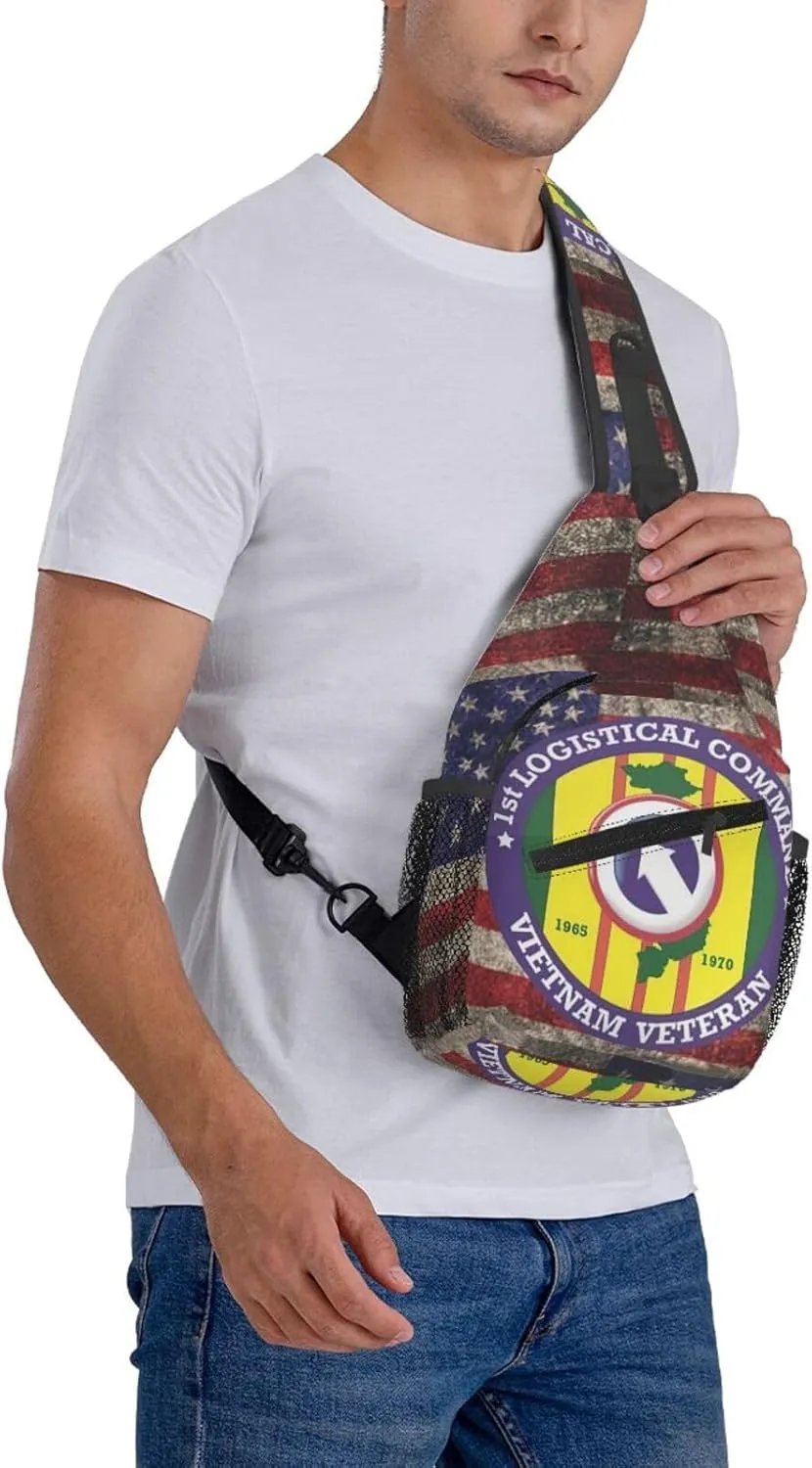 1st Logistical Command Vietnam Veteran Us Crossbody Backpack Dachshunds Dog Chest Bag Lightweight One Strap Backpack Multipurpose Travel Hiking For Men Women