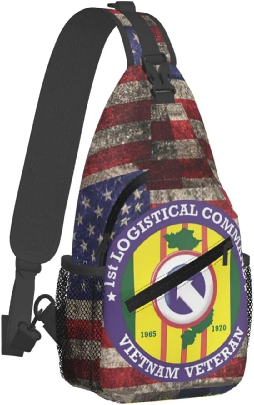 1st Logistical Command Vietnam Veteran Us Crossbody Backpack Dachshunds Dog Chest Bag Lightweight One Strap Backpack Multipurpose Travel Hiking For Men Women