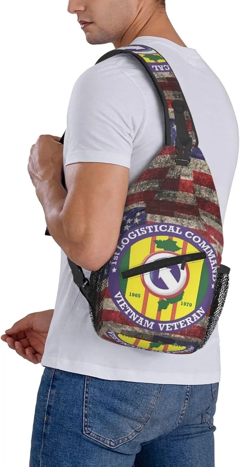 1st Logistical Command Vietnam Veteran Us Crossbody Backpack Dachshunds Dog Chest Bag Lightweight One Strap Backpack Multipurpose Travel Hiking For Men Women