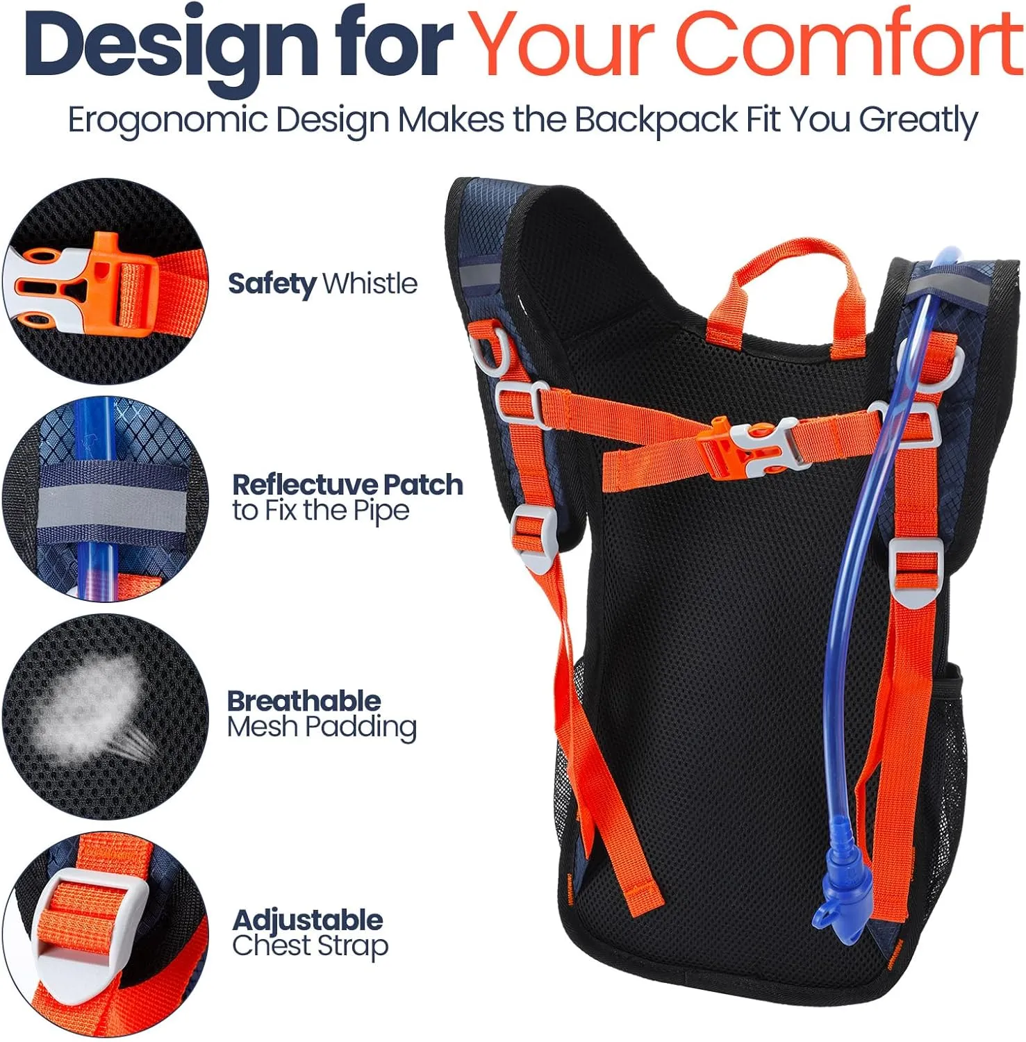 2 Pcs Kids Hydration Backpack with 1.5l Water Bladder Lightweight Kids Hiking Backpack Water Rucksack for Boys Girls Climbing Running