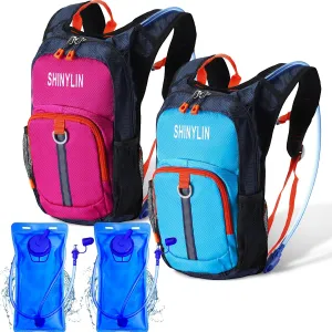 2 Pcs Kids Hydration Backpack with 1.5l Water Bladder Lightweight Kids Hiking Backpack Water Rucksack for Boys Girls Climbing Running
