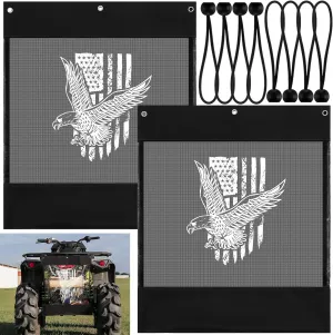 2 Pcs UTV Mesh Trash Bag Universal UTV Trash Storage Sack American Flag 22 x 26 Inch Large Sack for ATV Compatible with Polaris Rzr, Can-am, Cfmoto, Arctic Cat