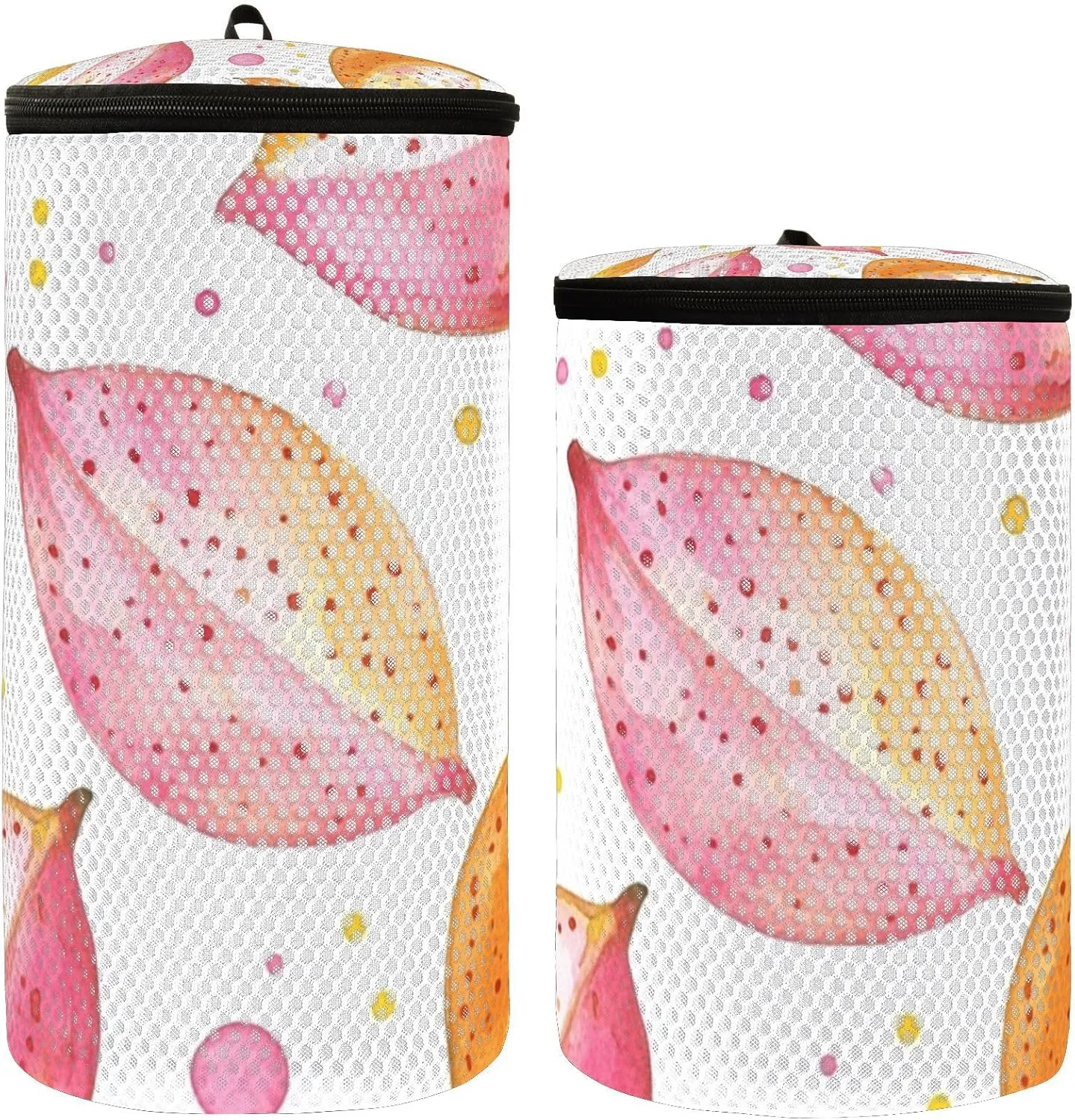 2 Pcs(S   M Size) Mesh Cylinder Laundry Bags Watercolor Cute Star Fruit Polyester Reusable Machine Washable Mesh Bags, Dirty Bag for Home Travel