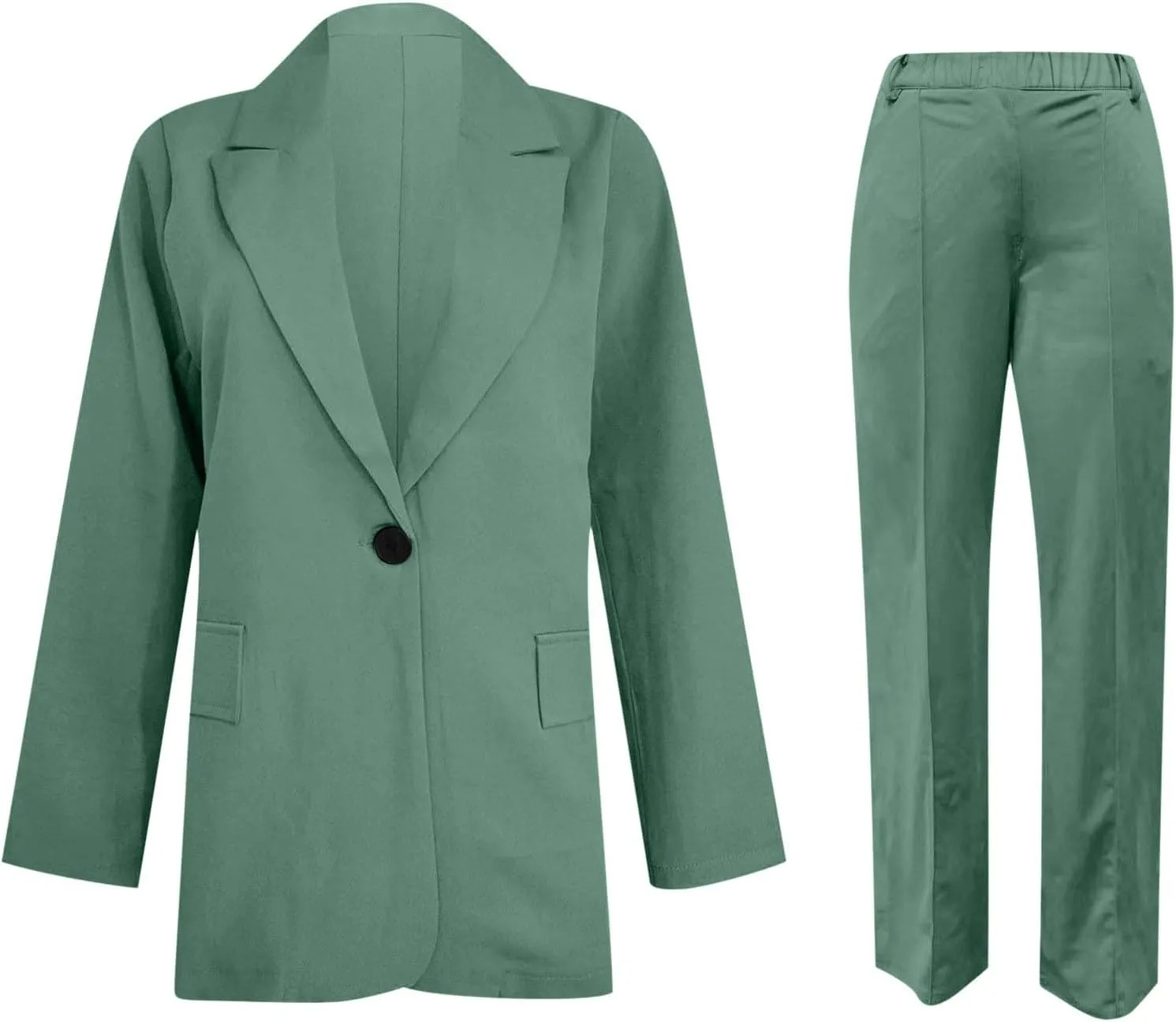 2 Piece Outfits for Women Dressy Blazer Jackets High Waisted Straight Leg Pants Suits Set Business Casual Office