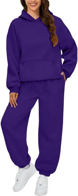 2 Piece Sets for Women Fall 2025 Long Sleeve Hooded Sweatshirt and Jogging Pants Outfits Sweatsuit Fashion Clothing