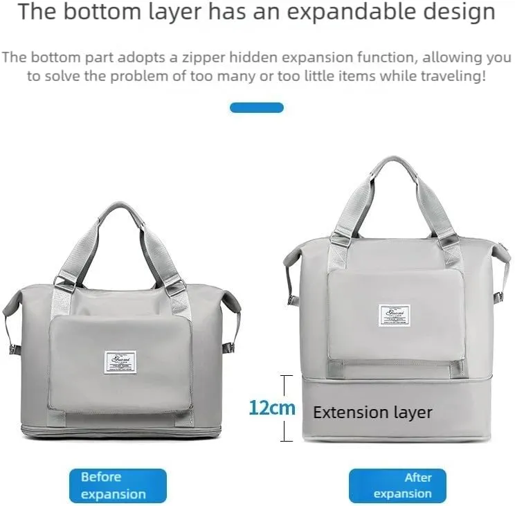 2025 new travel bag, sports and fitness, large-capacity expandable folding bag for production (blue)