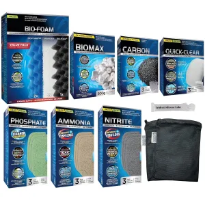 206/207 Filter Media Canister Filter Maintenance & Replacement Filter Media Kit, Including Trident Nova Mesh Bags(Quick Clear, BioFoam, Nitrite/Phosphate/Ammonia Remover, Carbon, Biomax)