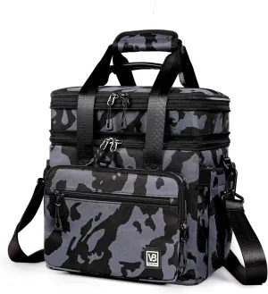 21L Double Deck Large Capacity Lunch Bag Leak-Proof Insulated Lunch Box for Men & Women Adults, Expandable Cooler Bag for Office Travel Picnic, Multi-Pocket Easy to Clean, Camo