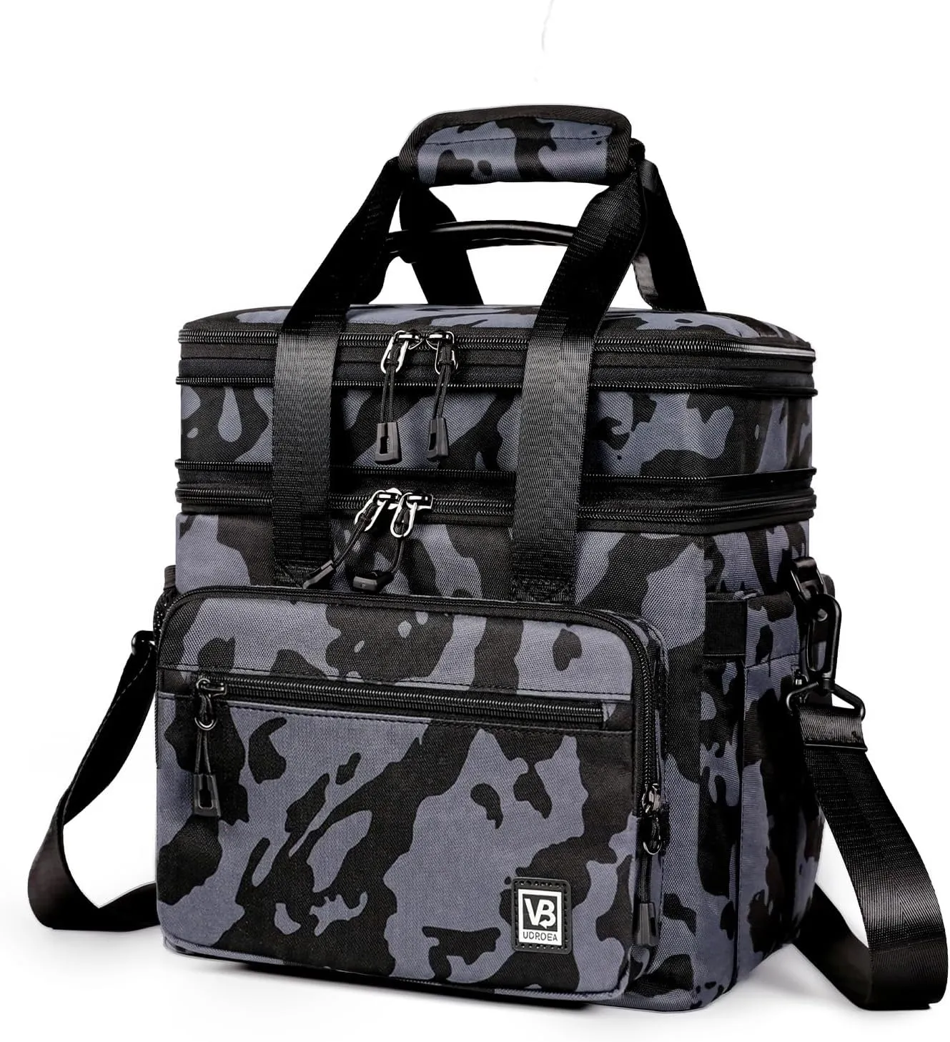 21L Double Deck Large Capacity Lunch Bag Leak-Proof Insulated Lunch Box for Men & Women Adults, Expandable Cooler Bag for Office Travel Picnic, Multi-Pocket Easy to Clean, Camo