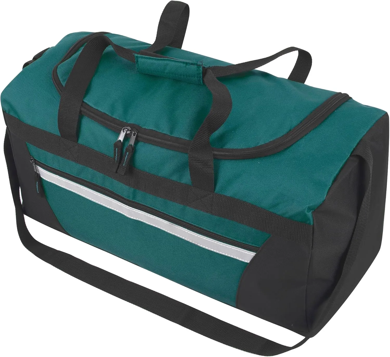 24 Pack Reflective Duffle Bags Bulk for Homeless Adults, Gym, Foster Kids Bulk Duffel Bags Wholesale (Green Pack)