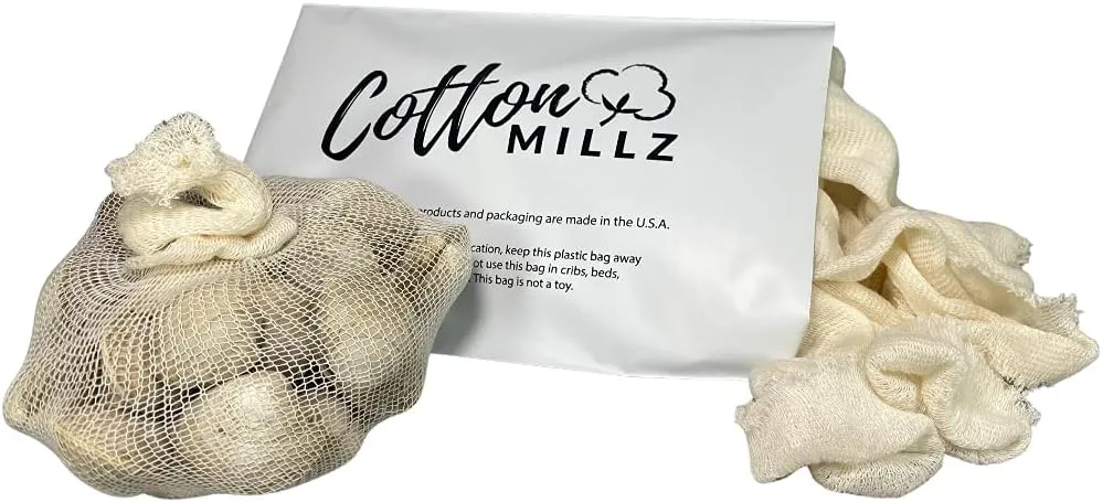 24" Cotton Boiling Bags for Seafood Bakes & Broils, Clams, Crab, Lobster, Soups, Broths; Reusable or Disposable; Made in USA (100 Pack)