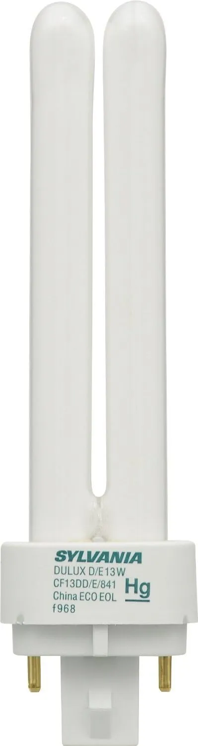 (25 Pack) Sylvania 20667 CF13DD/E/841/ECO 13-Watt 4100K 4-Pin Double Tube Compact Fluorescent Lamp