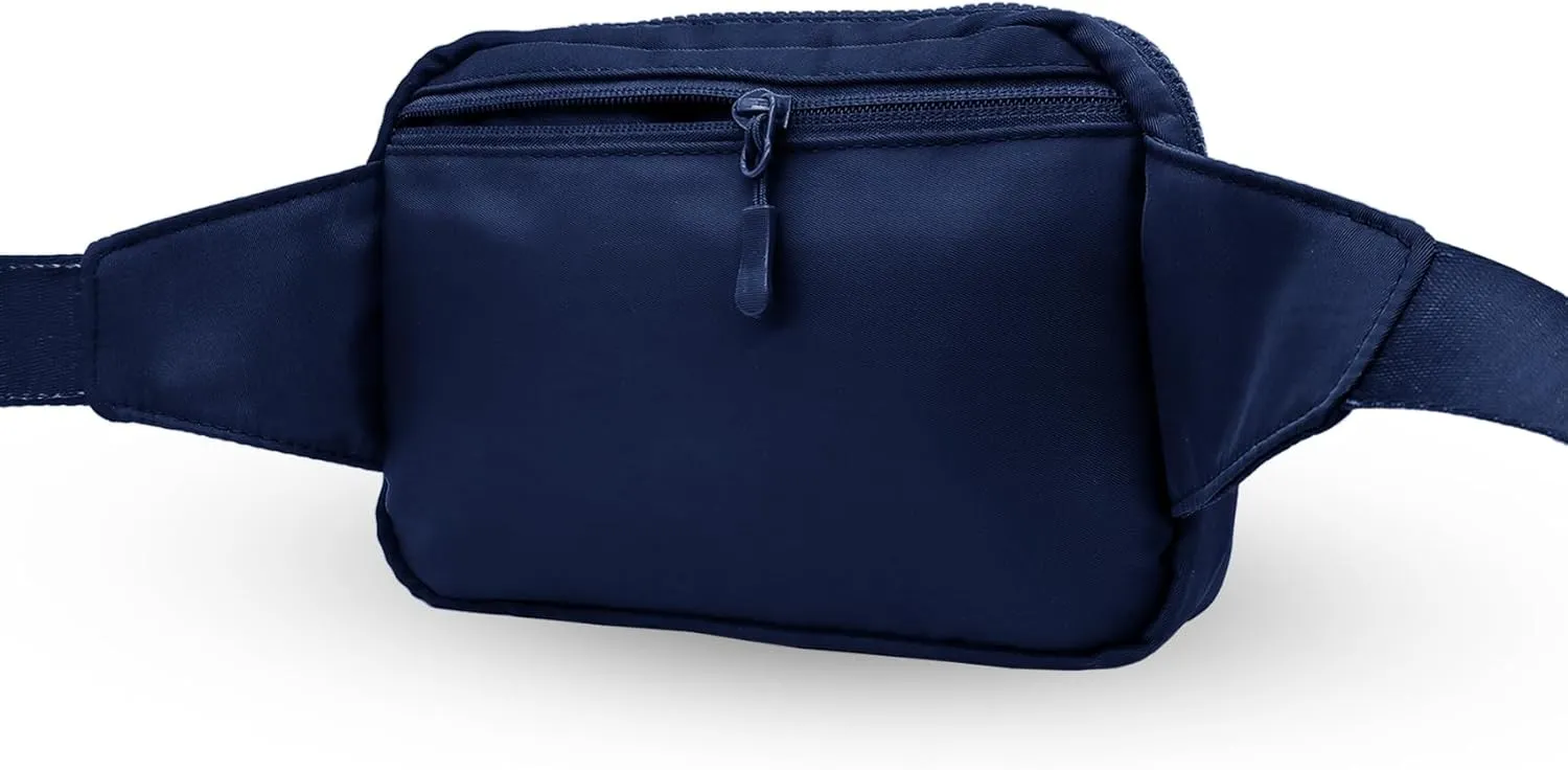 2L Fanny Pack for Women Men, Large Everywhere Belt Bag with Adjustable Strap 55", Crossbody Bag Water-resistant for Travel Sports Running Hiking, Fashion Waist Bag Dark Blue