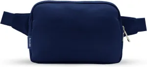 2L Fanny Pack for Women Men, Large Everywhere Belt Bag with Adjustable Strap 55", Crossbody Bag Water-resistant for Travel Sports Running Hiking, Fashion Waist Bag Dark Blue