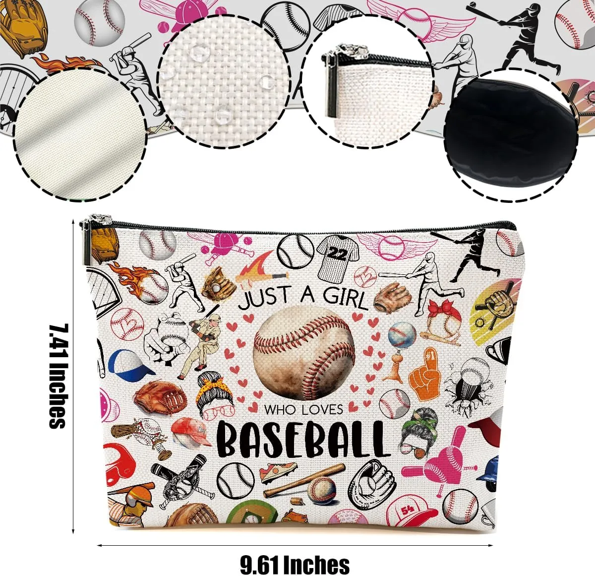 2pcs Baseball Gifts Makeup Bag, Baseballs Coach Cosmetic Bag Christmas Birthday Gifts for Women Female Coach Girls Sister BFF, Baseball Stuff Travel Toiletry Bags