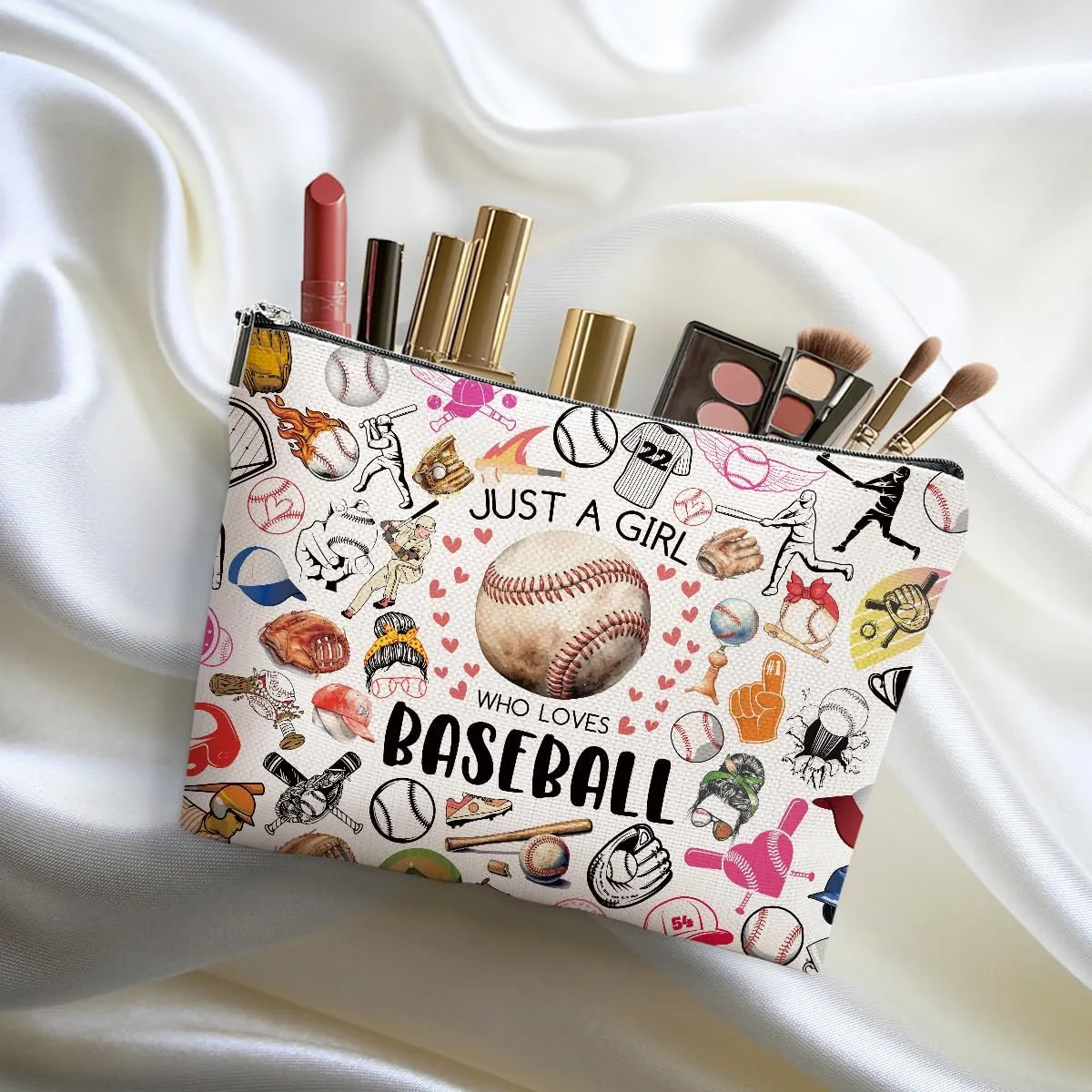 2pcs Baseball Gifts Makeup Bag, Baseballs Coach Cosmetic Bag Christmas Birthday Gifts for Women Female Coach Girls Sister BFF, Baseball Stuff Travel Toiletry Bags