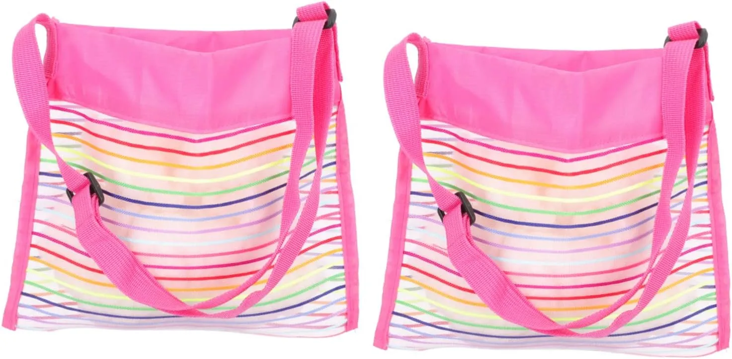 2Pcs Beach Tote Bag Portable Rainbow Handbag for Travel and Outdoor Activities Stylish Storage for Childrens Beach Gear and Essentials