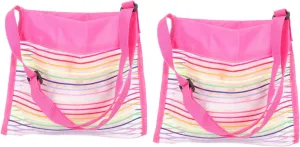 2Pcs Beach Tote Bag Portable Rainbow Handbag for Travel and Outdoor Activities Stylish Storage for Childrens Beach Gear and Essentials