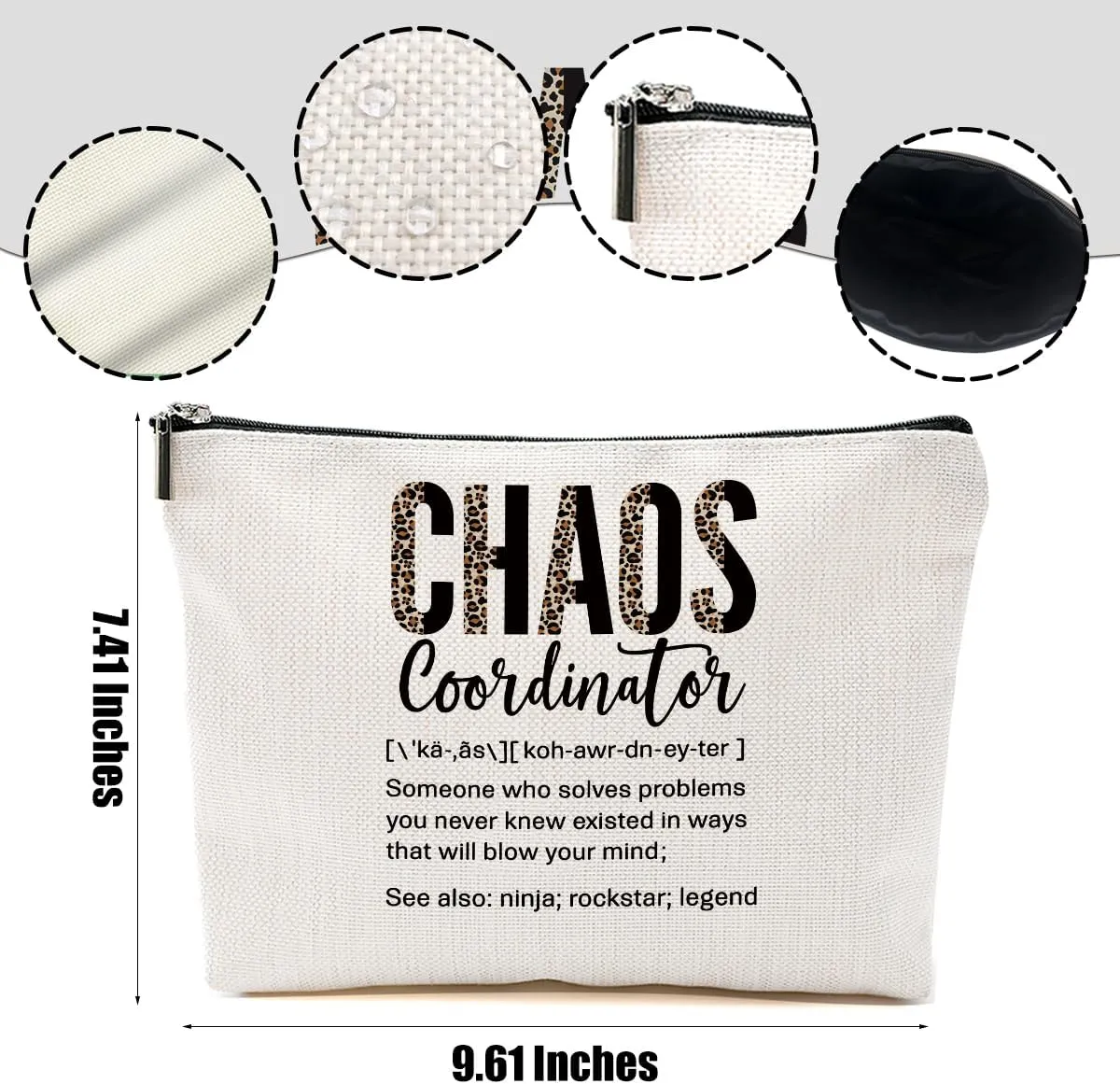 2pcs Chaos Coordinator Gifts for Women Makeup Bag, Chaos Coordinator Cosmetic Bag Appreciation Gifts for Women Moms Manager Boss Colleagues, Travel Zipper Pouch Christmas Thanksgiving Birthday Gift