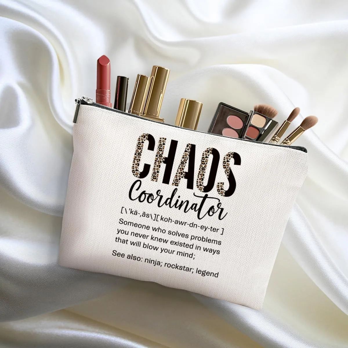 2pcs Chaos Coordinator Gifts for Women Makeup Bag, Chaos Coordinator Cosmetic Bag Appreciation Gifts for Women Moms Manager Boss Colleagues, Travel Zipper Pouch Christmas Thanksgiving Birthday Gift