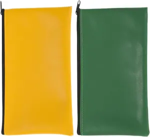 2Pcs Leather Document Bags for Men Portable Cash and File Storage Pouches for Business Travel and Daily Use