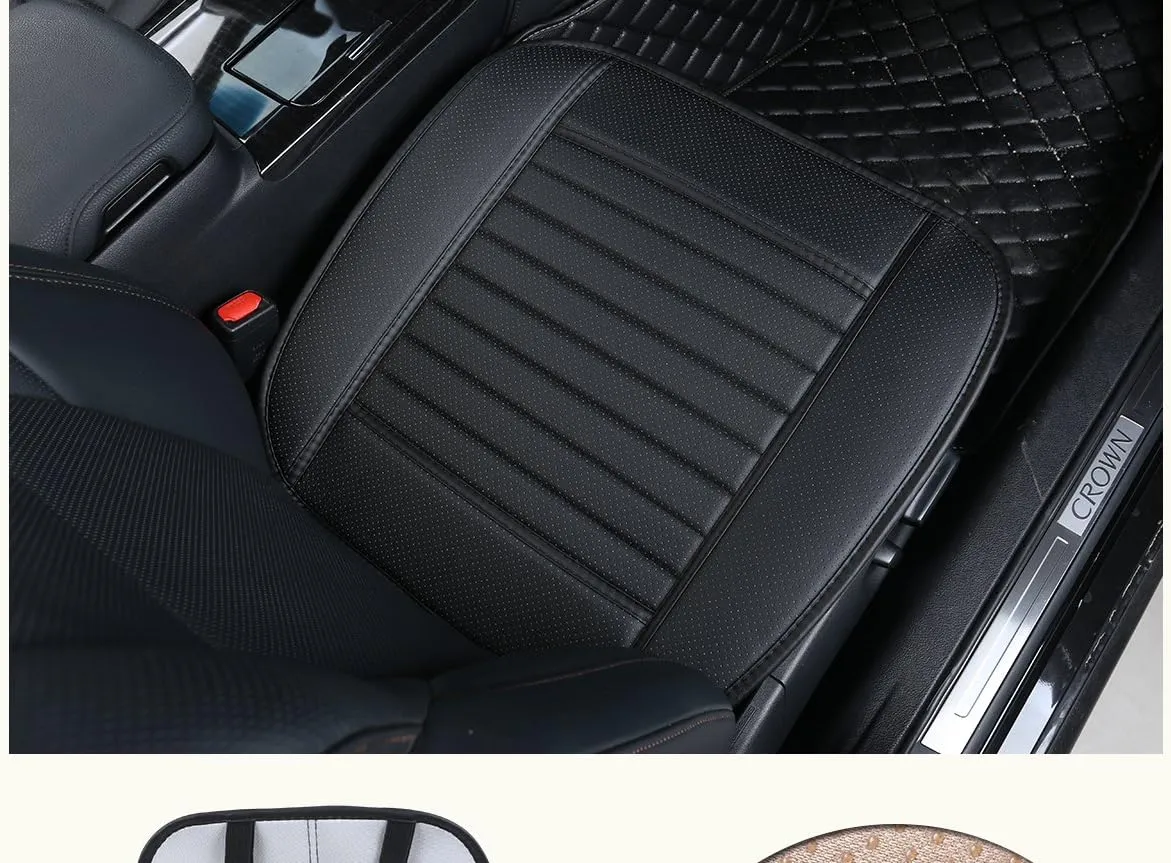(2PCS PU Leather Seat Covers Auto Seat Protector Car Seat Covers for Front Seat with Side Flaps,(Deep20 inch × Width20 inch × Thick 0.4 inch) (Black-2 PCS)