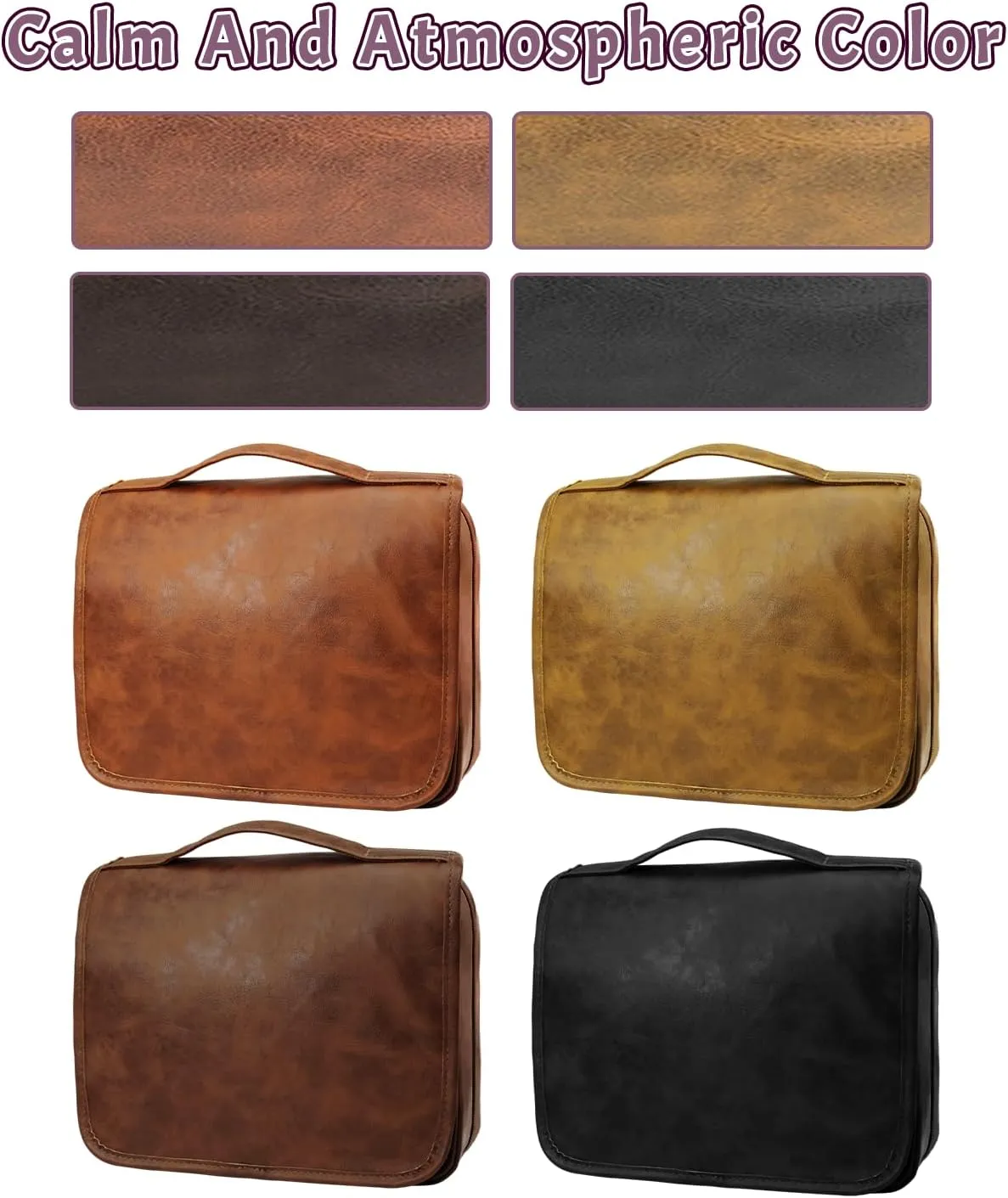 3-in-1 Extra Large Personalized Toiletry Bag For Men, Custom Hanging Travel Organizer Bag, Engraved Leather Waterproof Dopp Kit & Gifts for Him Husband Father (Father's Day, Christmas)