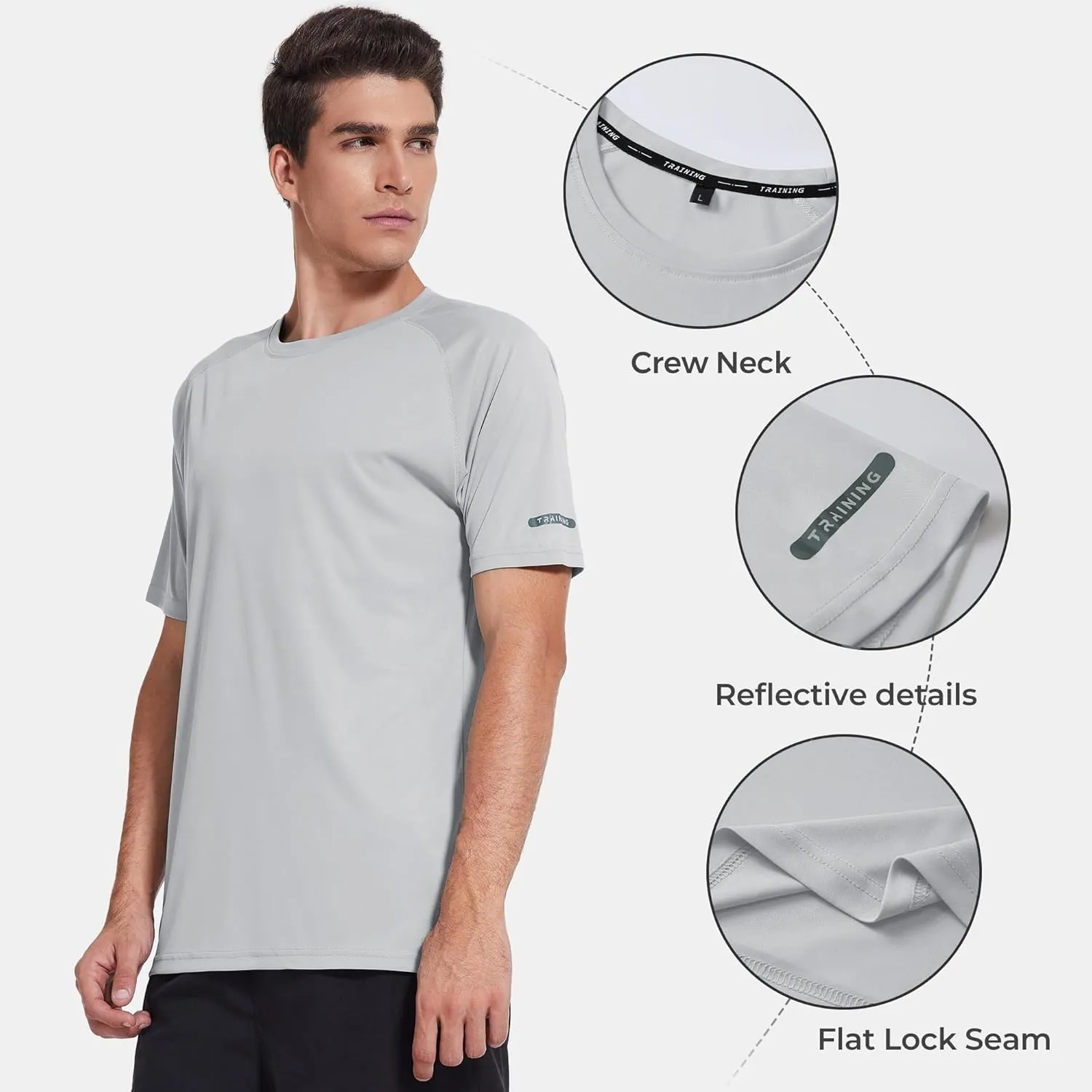 3 Pack Workout Shirts for Men Short Sleeve UPF 50  Sun Protection Tee Moisture Wicking Athletic Rash Guard T-Shirts Running