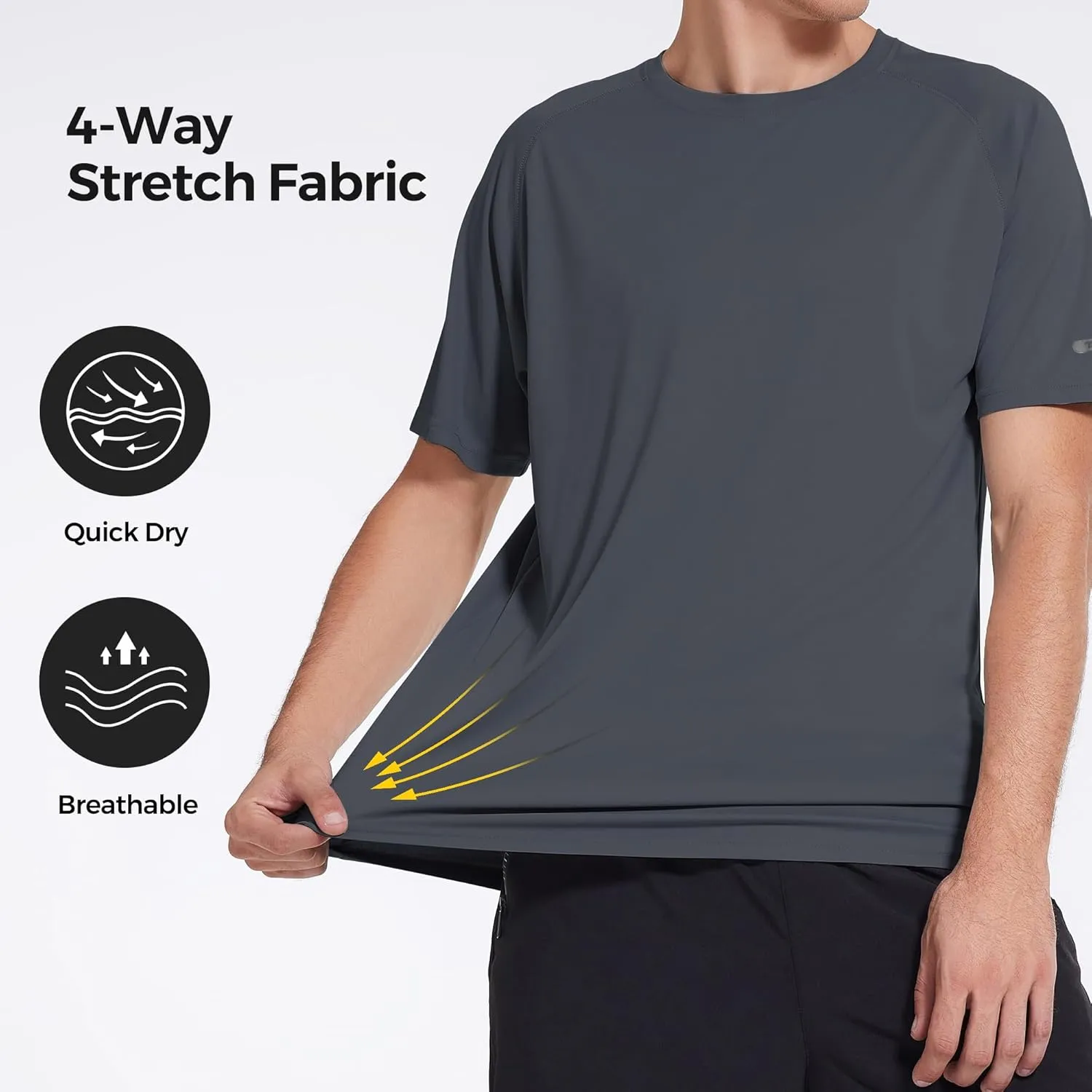 3 Pack Workout Shirts for Men Short Sleeve UPF 50  Sun Protection Tee Moisture Wicking Athletic Rash Guard T-Shirts Running