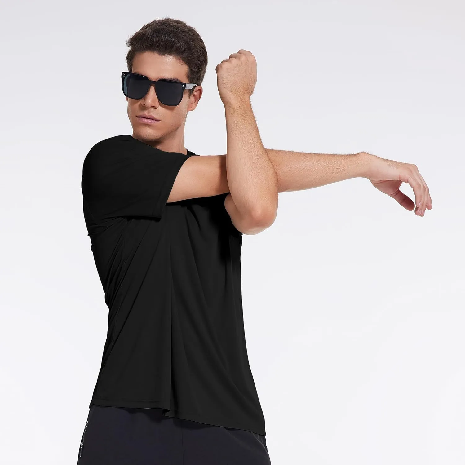 3 Pack Workout Shirts for Men Short Sleeve UPF 50  Sun Protection Tee Moisture Wicking Athletic Rash Guard T-Shirts Running