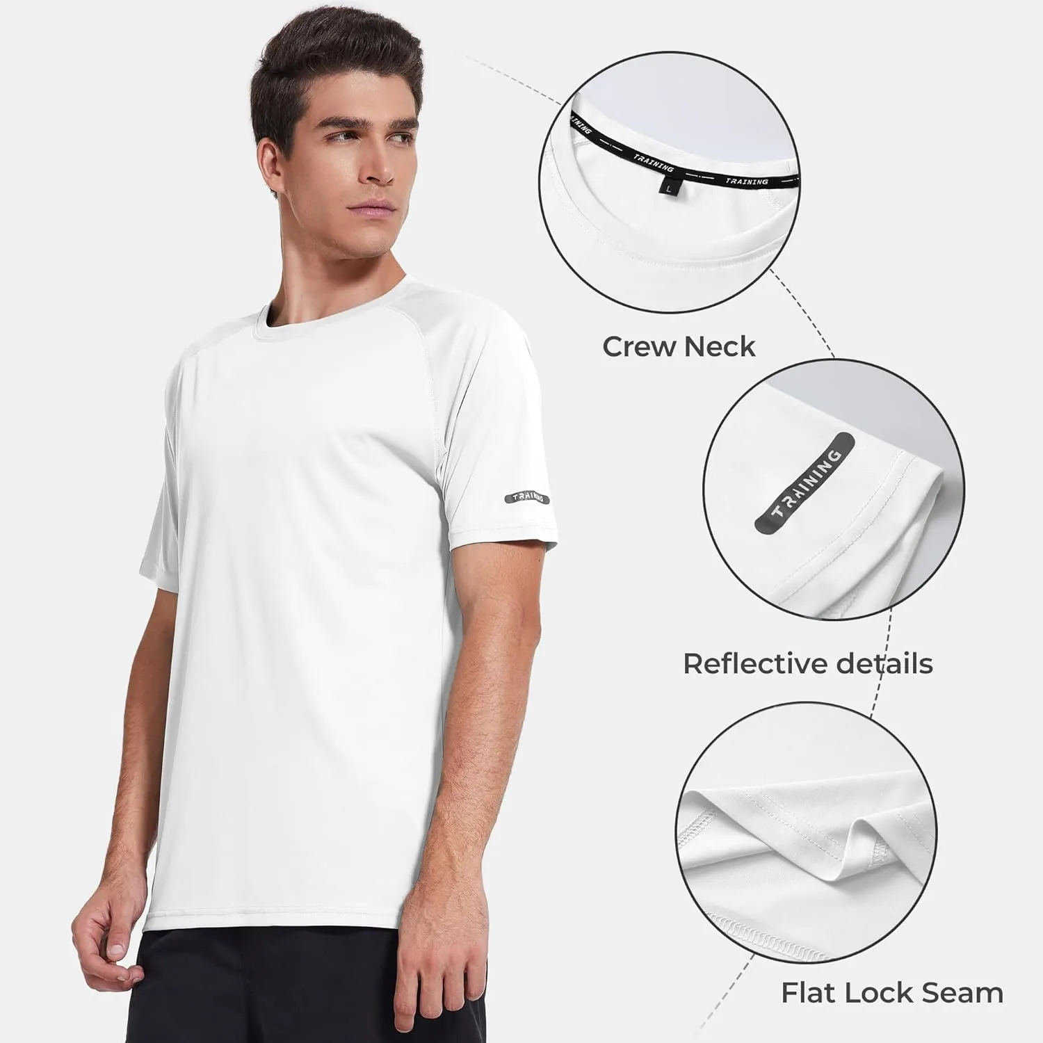 3 Pack Workout Shirts for Men Short Sleeve UPF 50  Sun Protection Tee Moisture Wicking Athletic Rash Guard T-Shirts Running