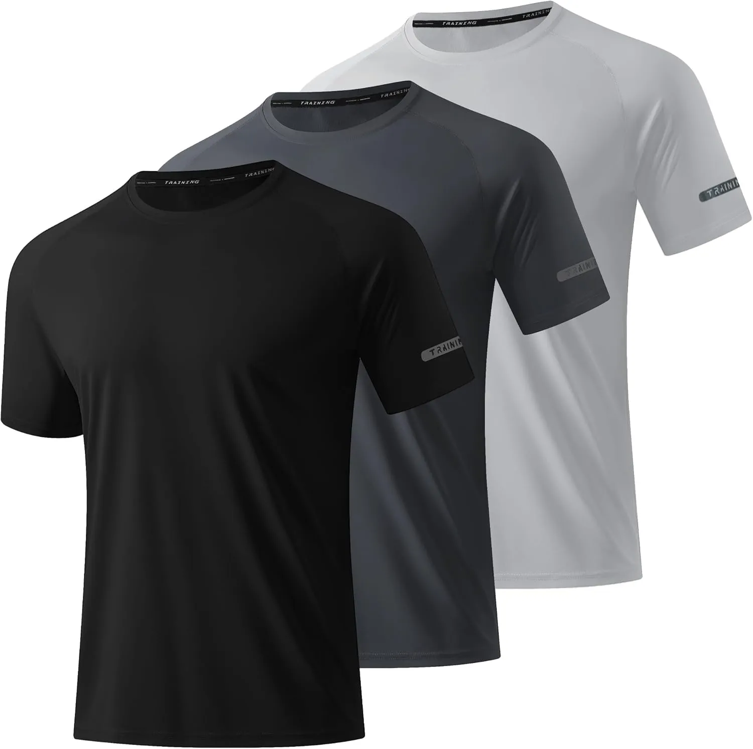 3 Pack Workout Shirts for Men Short Sleeve UPF 50  Sun Protection Tee Moisture Wicking Athletic Rash Guard T-Shirts Running