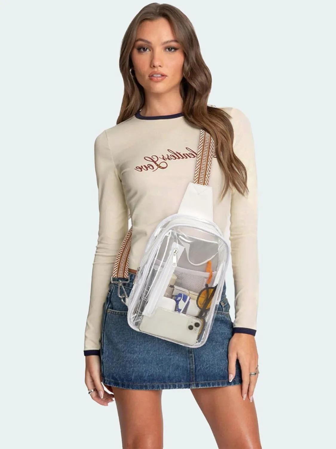 3 Pockets Clear Bag for Stadium Events Approved Clear Purses Fanny Pack for Women Men
