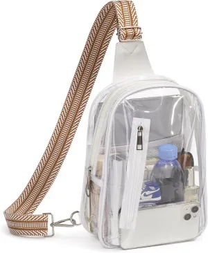 3 Pockets Clear Bag for Stadium Events Approved Clear Purses Fanny Pack for Women Men