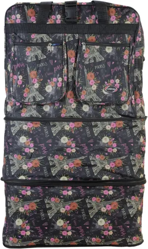 30''36''40''Rolling Wheeled Duffel Bag Suitcases with Wheels Expandable Foldable Luggage Bag Rolling Travel Bag Duffel Bag for Men Women Waterproof Suitcase-Weekend Bags#Floral_Paris,30