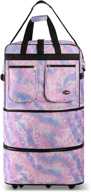 30''36''40''Rolling Wheeled Duffel Bag Suitcases with Wheels Expandable Foldable Luggage Bag Rolling Travel Bag Duffel Bag for Men Women Waterproof Suitcase-Weekend Bags#Rainbow_Tie_Dye,36