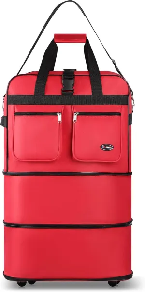 30''36''40''Rolling Wheeled Duffel Bag Suitcases with Wheels Expandable Foldable Luggage Bag Rolling Travel Bag Duffel Bag for Men Women Waterproof Suitcase-Weekend Bags#RED,30
