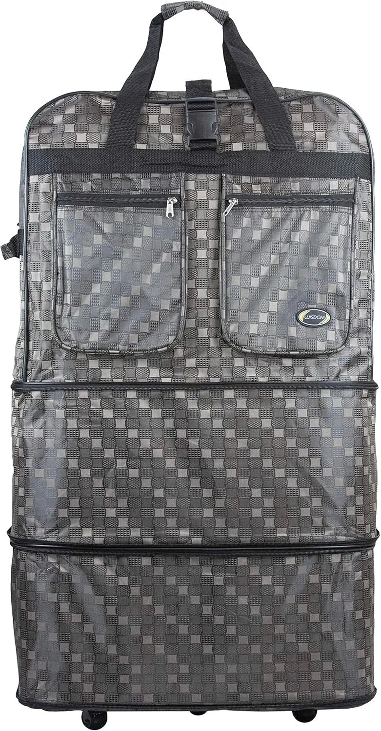 30''36''40''Rolling Wheeled Duffel Bag Suitcases with Wheels Expandable Foldable Luggage Bag Rolling Travel Bag Duffel Bag for Men Women#Brown_Check,36