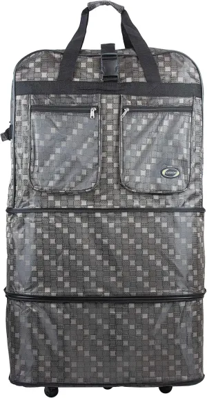 30''36''40''Rolling Wheeled Duffel Bag Suitcases with Wheels Expandable Foldable Luggage Bag Rolling Travel Bag Duffel Bag for Men Women#Brown_Check,36