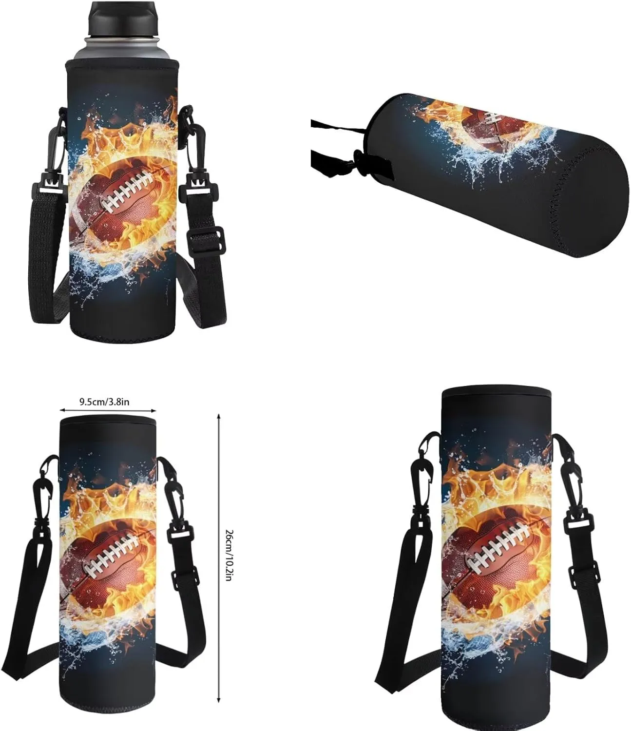 4 in 1 Fire Football Backpack for Boys 17 Inch Large Capacity Bookbag for Boys 8-12 Cool Lightweight Teens School Bag and Lunch Kit for Elementary Travel Hiking Daypack Rucksack